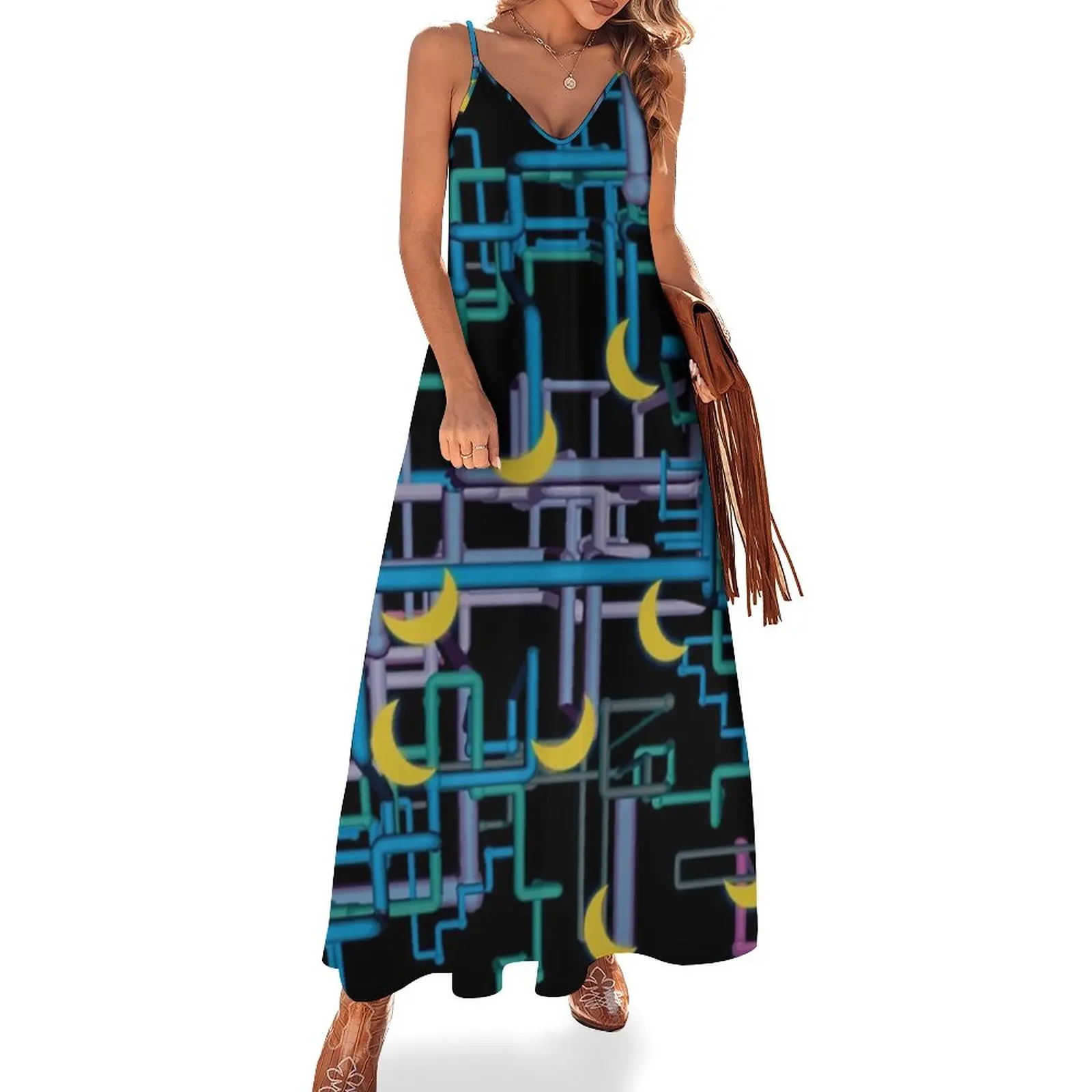 

dan flashes pattern Sleeveless Dress women's summer clothing 2023 Women long dress elegant women's sets