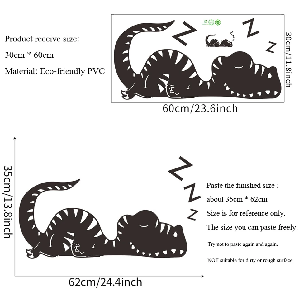 Cartoon Sleeping Dinosaur Wall Stickers For Boy Kids Room Bedroom Home Decoration Removable Sticker Beautify Bedside Wallpaper