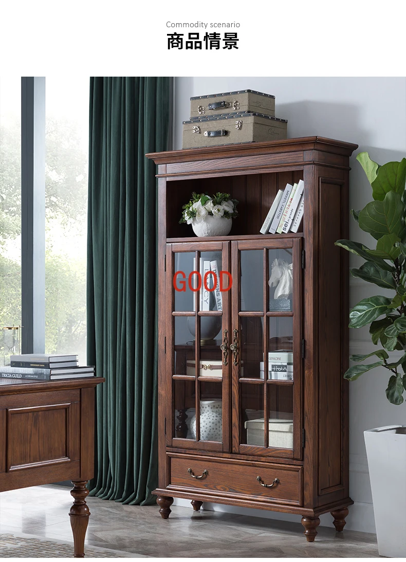 Libreria in legno massello armadietto per librerie a doppia porta in frassino