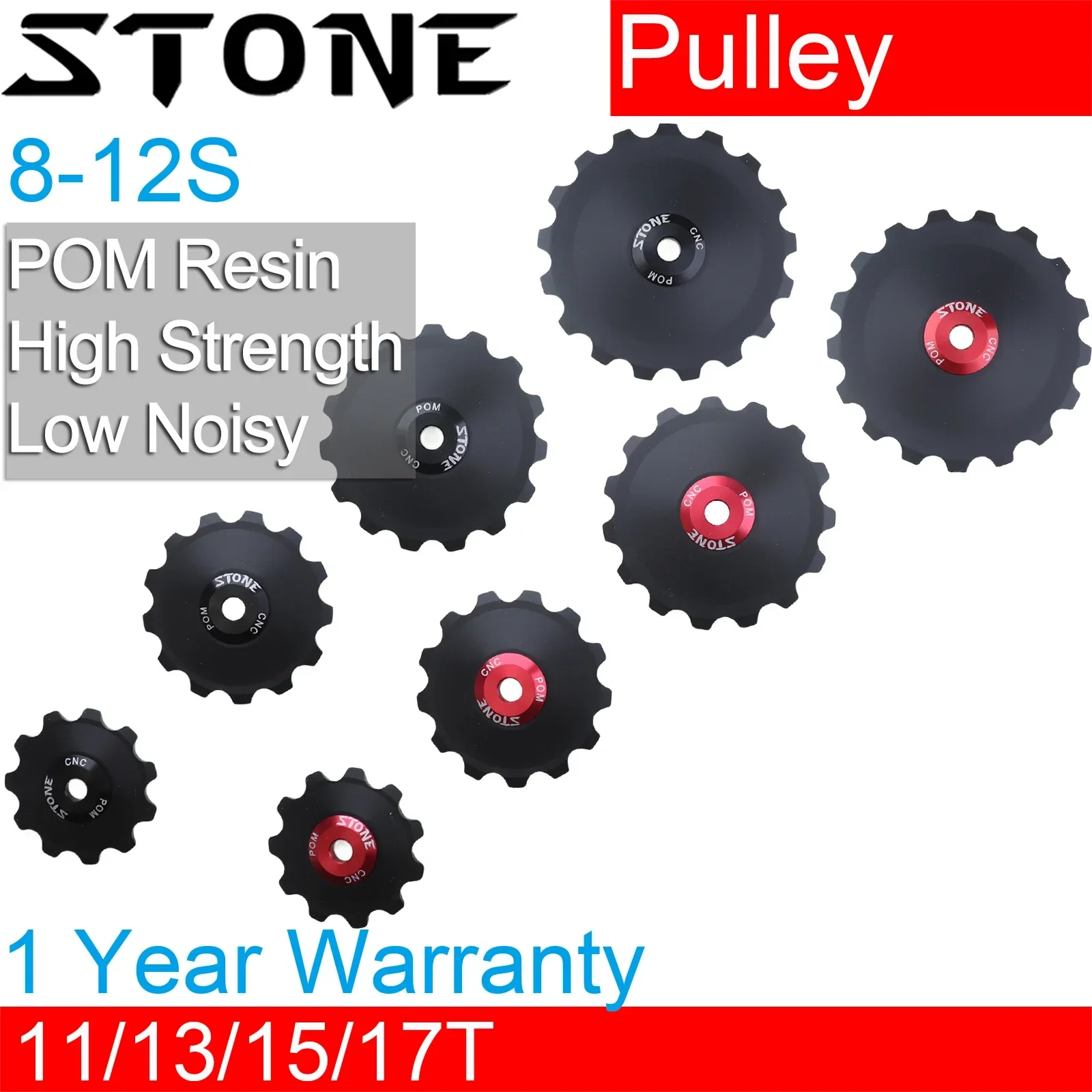 Stone 12s Pulley Wheel Gear Guide Jockey 10t 11t 13t 15t 17t Bearing Road MTB Bike Bearings Rear Derailleur for Shimano Solid