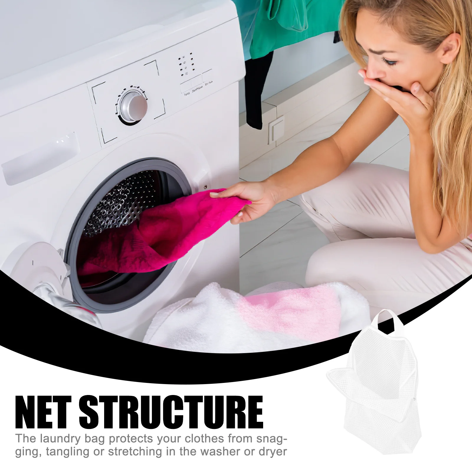 

4pcs Foldable Laundry Wash Bag Mesh Net for Machine Washer Travel Toiletry Organizer Polyester Retractable Line Bin