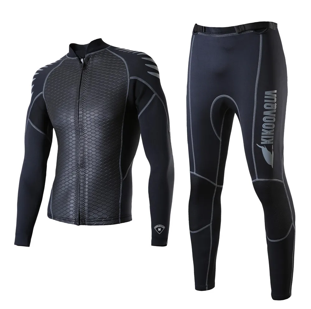 

2.5mm Wetsuit Neoprene Split Cool Fish Scale Wetsuit Men Long Sleeve Thermal Diving Jacket Pants Swimsuit Scuba Surf Suit Couple