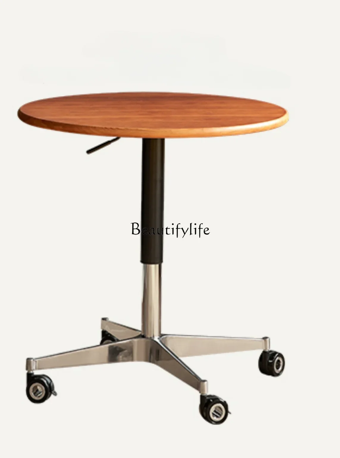 

LD33Mid-Ancient Solid Wood Lifting Coffee Table Dual-Use round Mobile Living Room Home