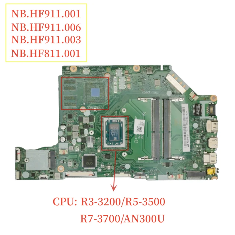 

LA-H801P For Acer Aspire A315-42 A515-43 A315-42G A515-43G Laptop Motherboard With R3 R5 R7 CPU Mainboard 100% Tested Fast Ship