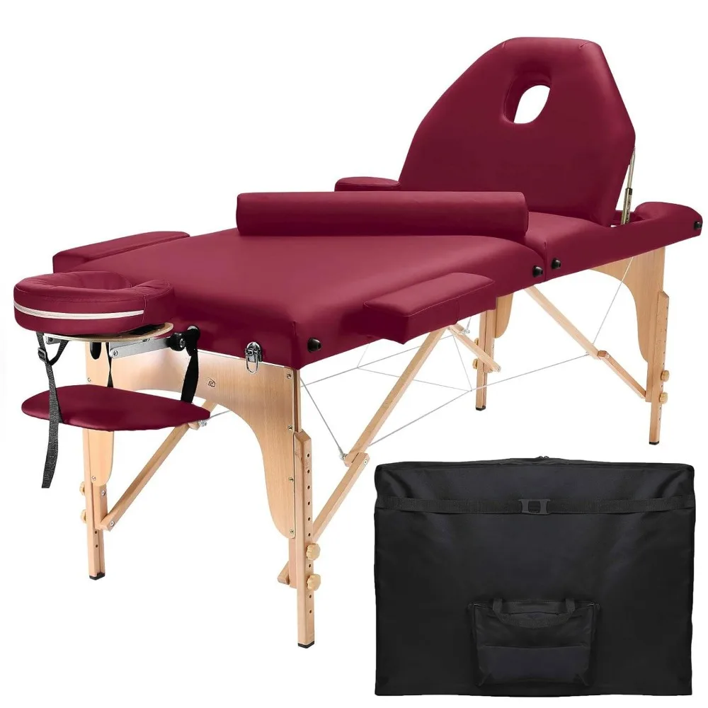 

Professional Portable Massage Table with Backrest - Burgundy