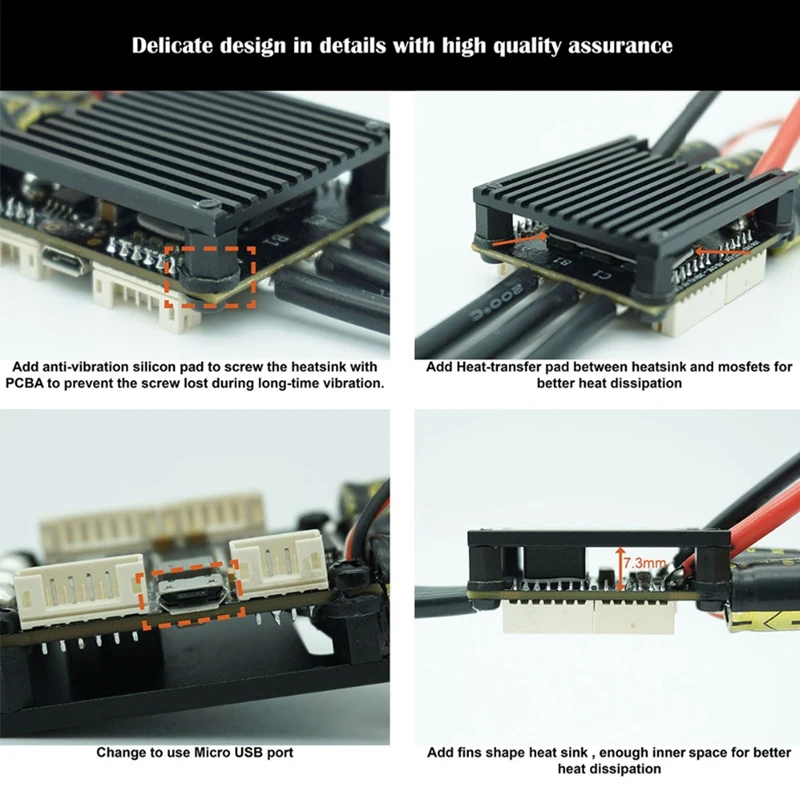 Electric Speed Controller For Skateboard Mini FSESC4.20 50A Base On VESC 4.12 With Aluminum Anodized Heat Sink 12S Esc