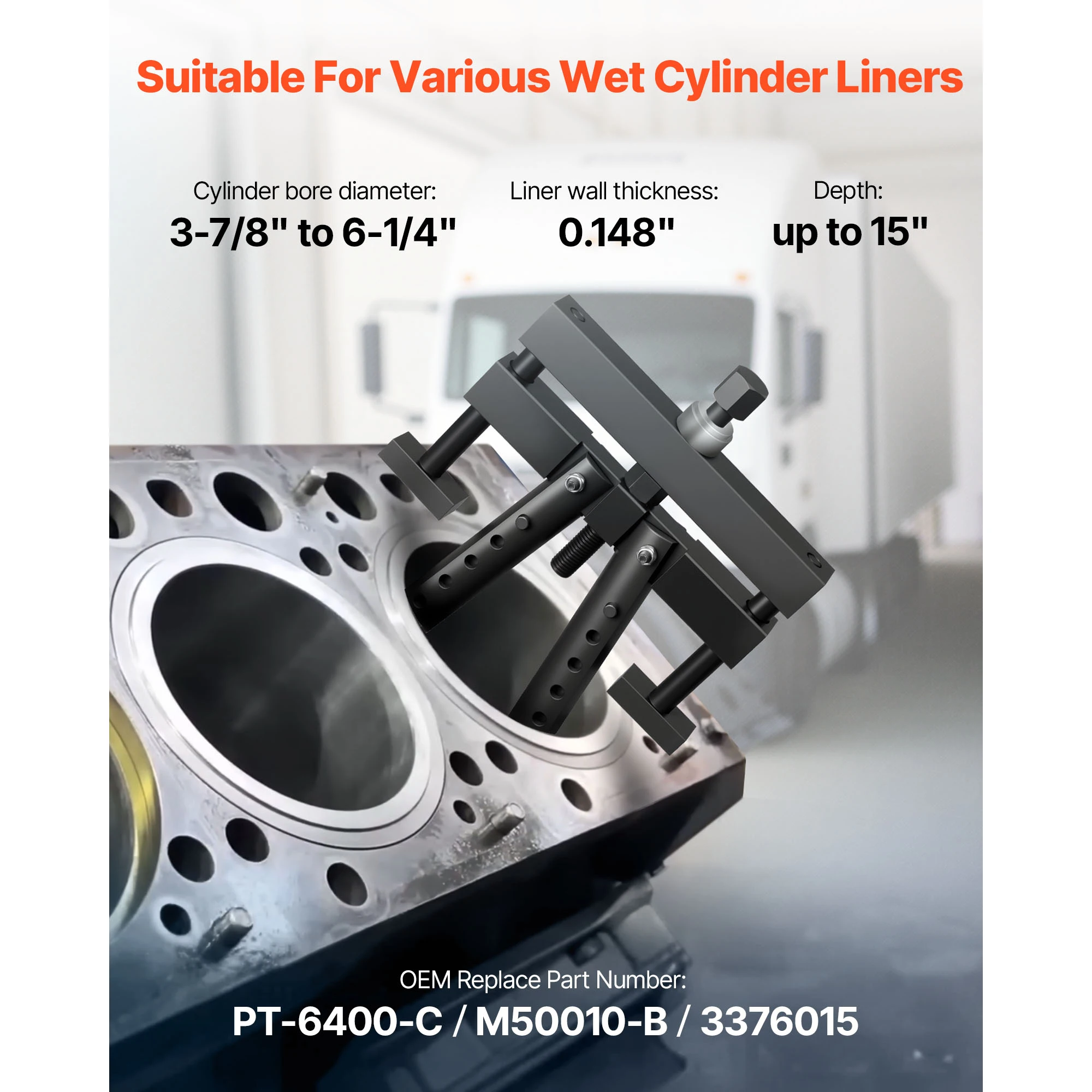 SucceBuy Universal Cylinder Liner Puller Assembly for Wet Liner from 3-7/8in to 6-1/4in Bore Replace PT-6400-C M50010-B 3376015
