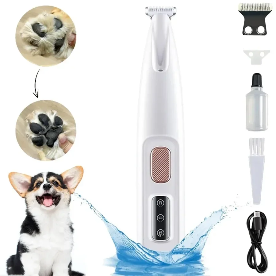 

Electric Pet Paw Trimmer Clippers with LED Light Dog Grooming Kit Low Noise Dog Shaver Clippers for Dogs Cats USB Rechargeable