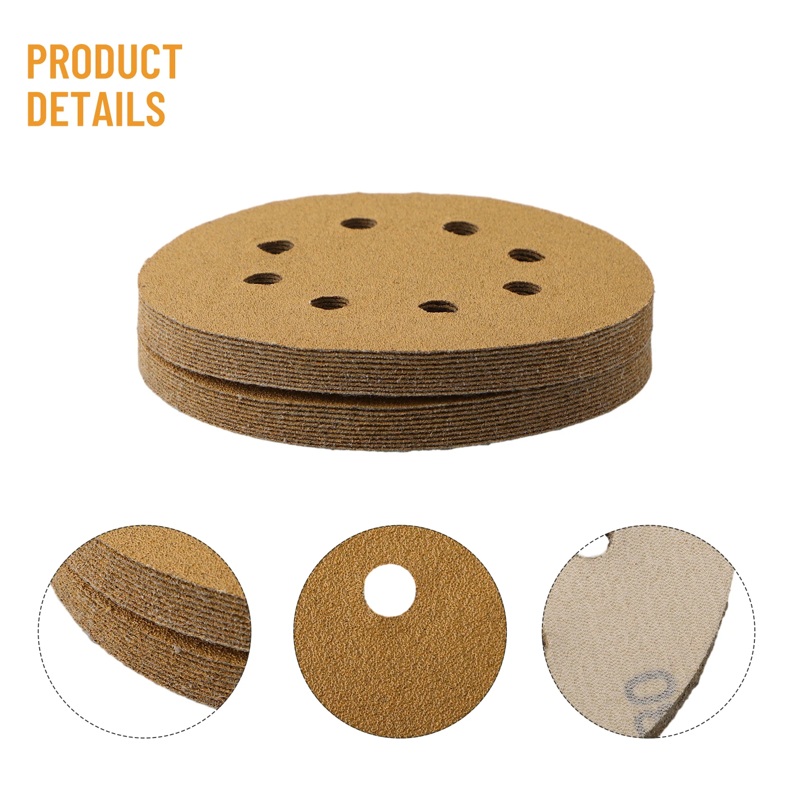 20pcs 8-Hole 125mm Sanding Discs Sanding Polishing Sandpaper 80/120/180/240/320/400/600Grit For Metal Polishing Tools ﻿