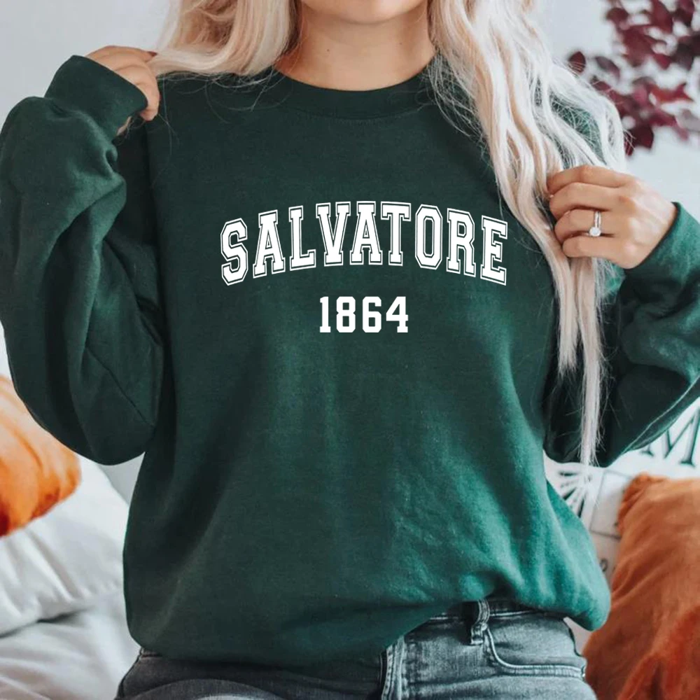 Salvatore Sweatshirt Salvatore Brothers 1864 Crewneck Sweatshirt Mystic Falls Pullovers TVD Graphic Hoodies Unisex Sweatshirts