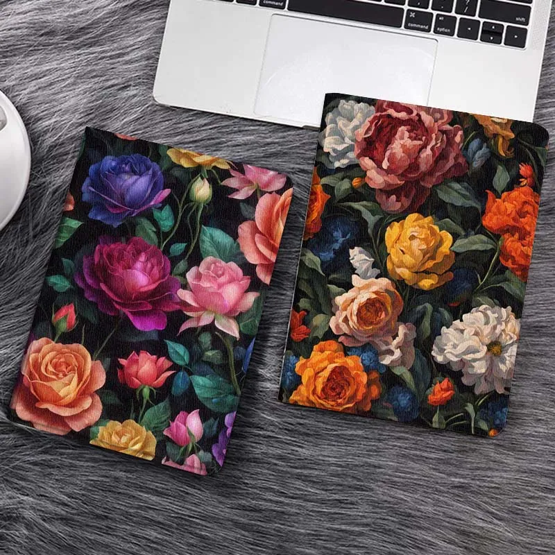 

Colorful Rose Flower Pattern Tablet Case For Samsung Galaxy Tab S7 S8 S9 S10 FE Lite Gift