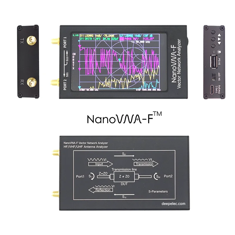 Imagem -02 - Vetor Rede Antena Analisador Lcd Metal Case Stylus para Faça Você Mesmo 10khz1.5ghz Nanovna-f V3.1 Vna hf Vhf Uhf 4.3 Ips Lcd