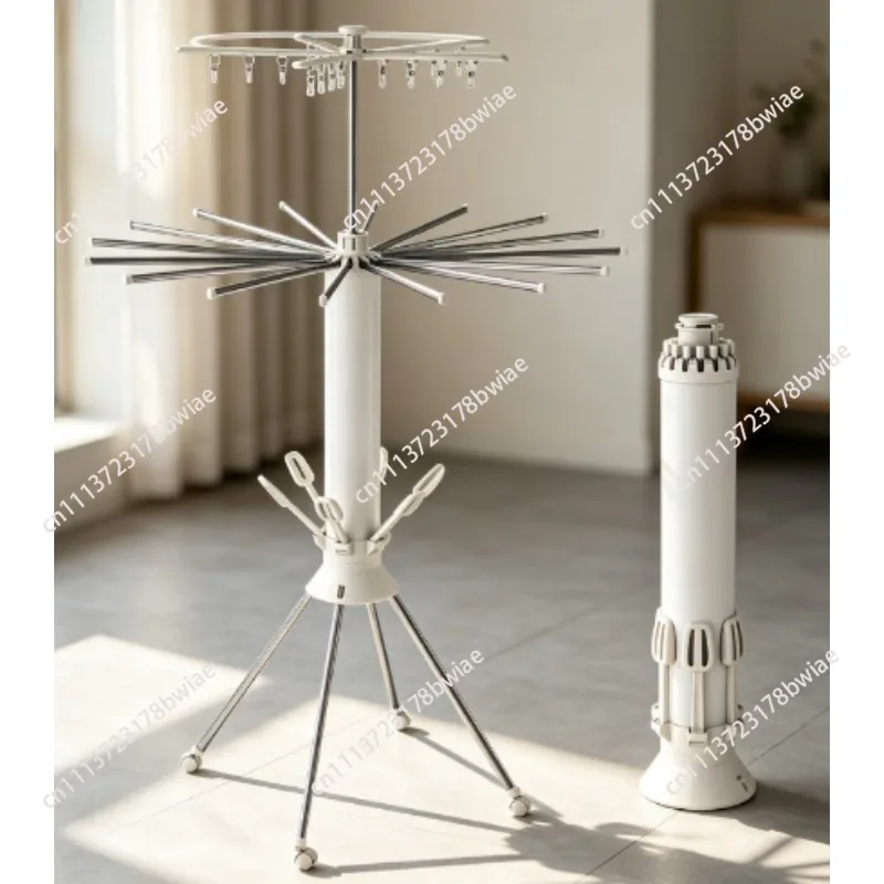 Folding Drying Rack Balcony Home Floor Free Installation Octopus Hanging Drying Rack Movable Invisible Aluminum Alloy Hanger