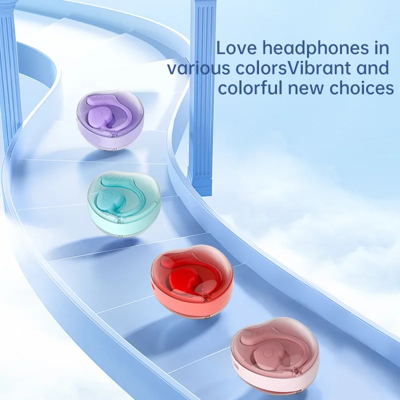 

New Binaural Heart-shaped Wireless Bluetooth Earphones OWS Noise Canceling Ultra-Long Standby Ear-Hang Earbuds For Girls Gift