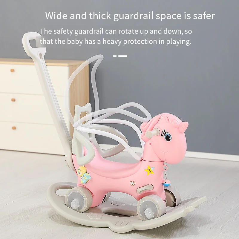 Multi-functional Baby Balance Horse Car Kids Rocking Chair Thickening Chassis Multifunctional PE Plastic Toys Indoor Riding Toys