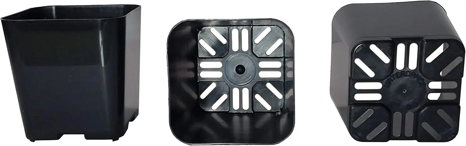 

200-Pack, Water Dance Square Plastic Pots for Plants, 2-Inch. Color: Black