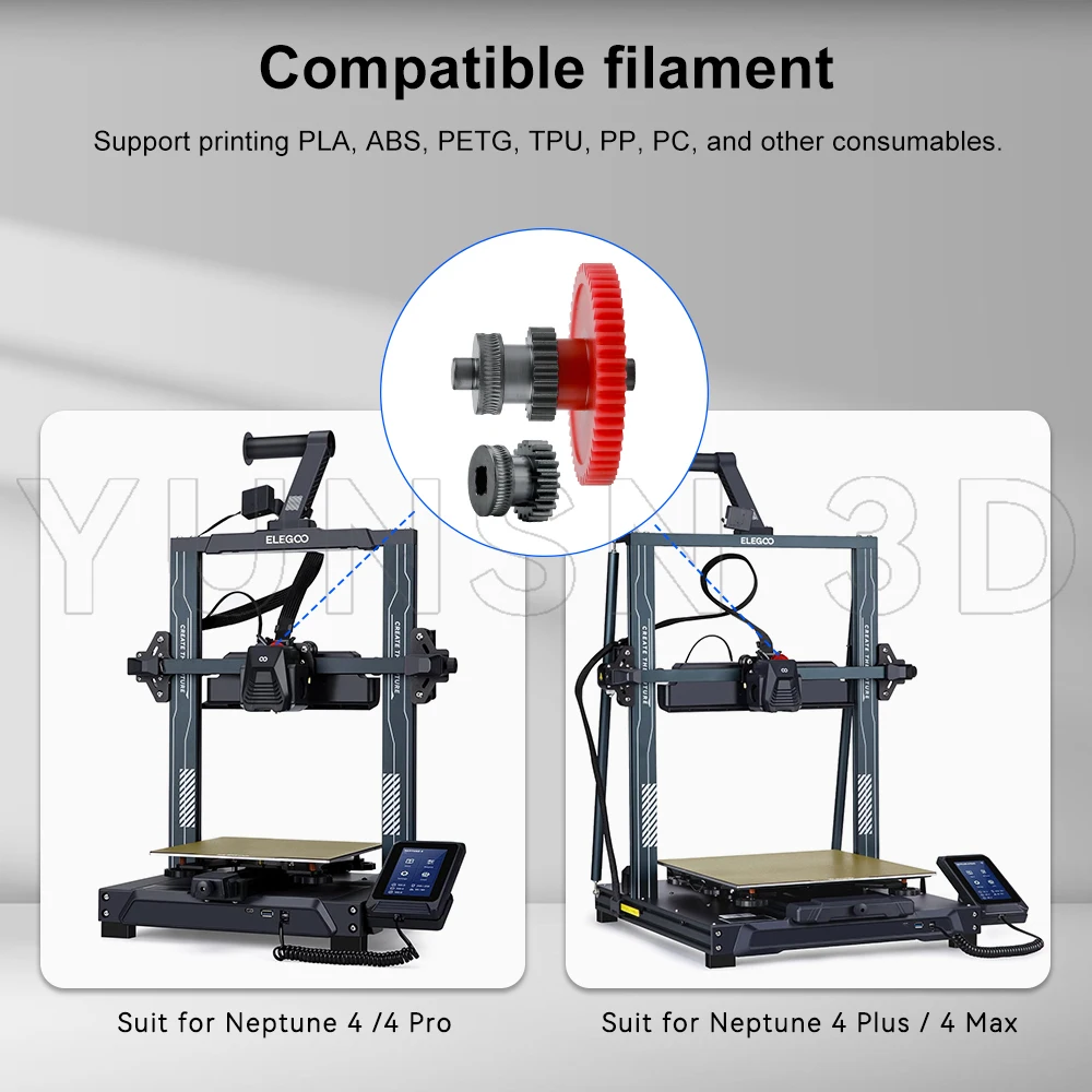 For Neptune 4/Pro/Plus/Max Extruder Gear Kit Nanocoated Mold Steel Integrated Gear CNC Precise Print Kit For ELEGOO 3D Printer