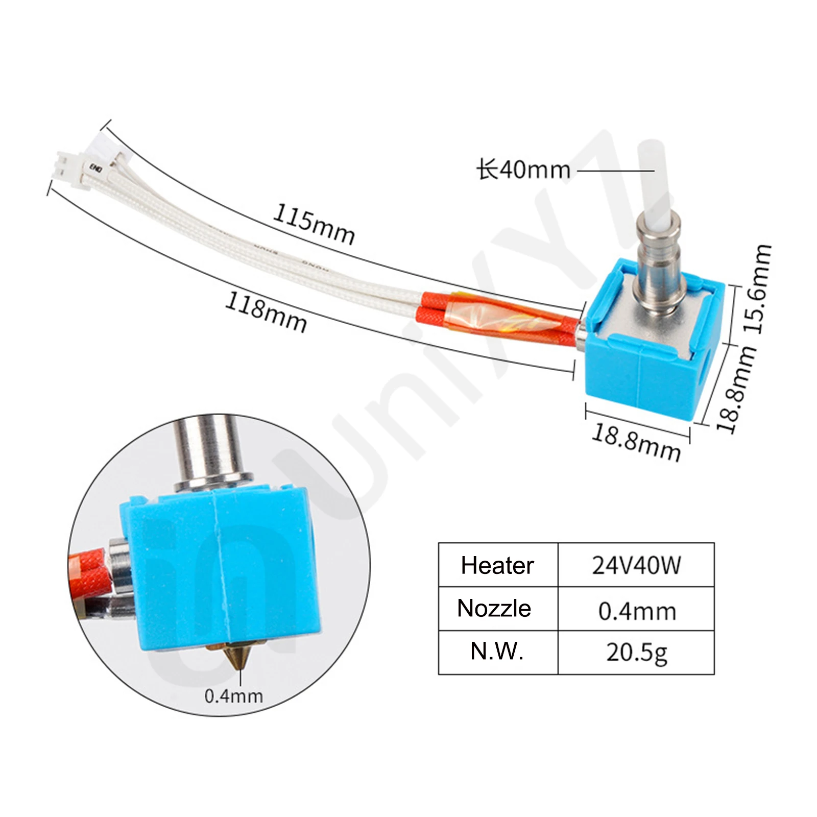 Verbesserter Hotend-Heizblock für Anycubic I3 Mega S Mega Zero 2.0 Kobra Chiron Vyper 12V 24V Heizung J-Kopf Heat Break Hot End – Detail 32