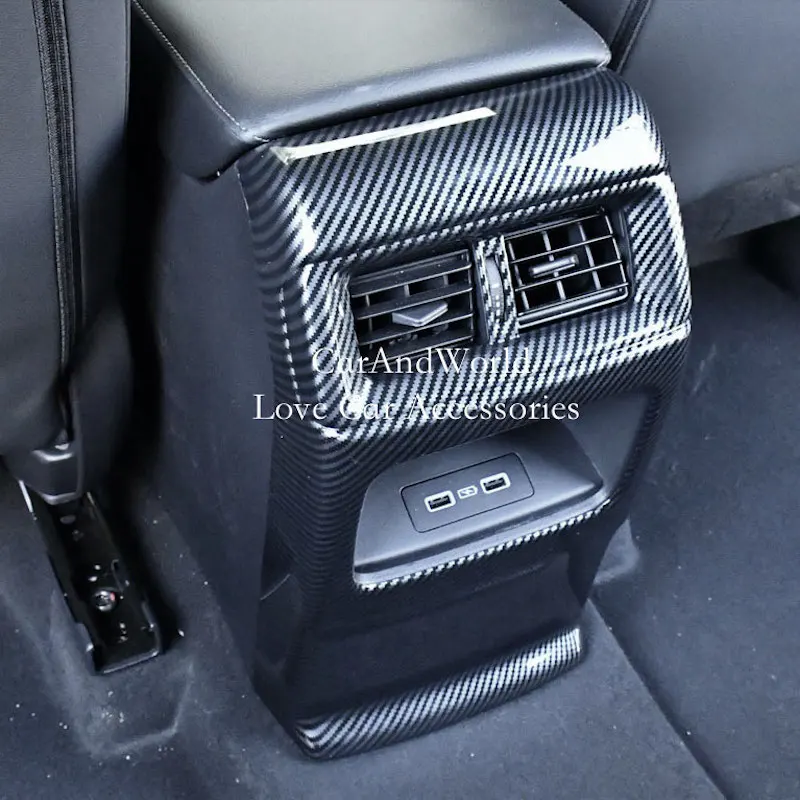 ABS ألياف الكربون الصف الخلفي تكييف الهواء منفذ تنفيس USB غطاء إطاري مقبلات الزخارف اكسسوارات السيارات لهوندا CRV CR-V 2022-2025