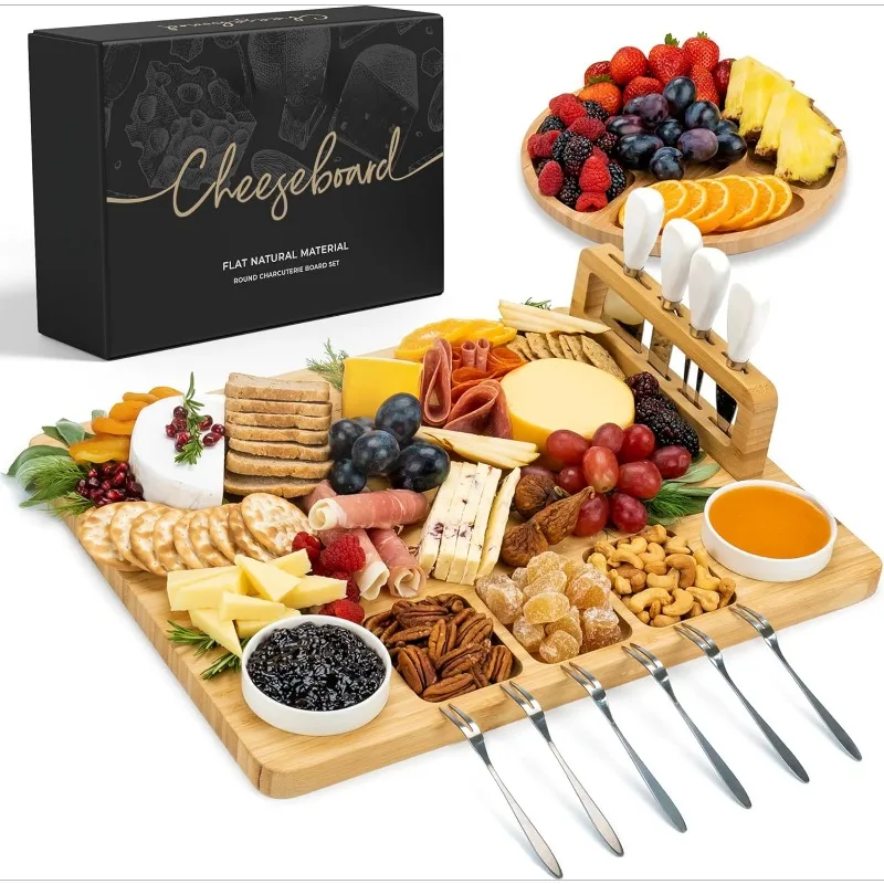 Charcuterie Boards Gift Set: Charcuterie Board Set, Bamboo Cheese Board Set - House Warming Gifts New Home