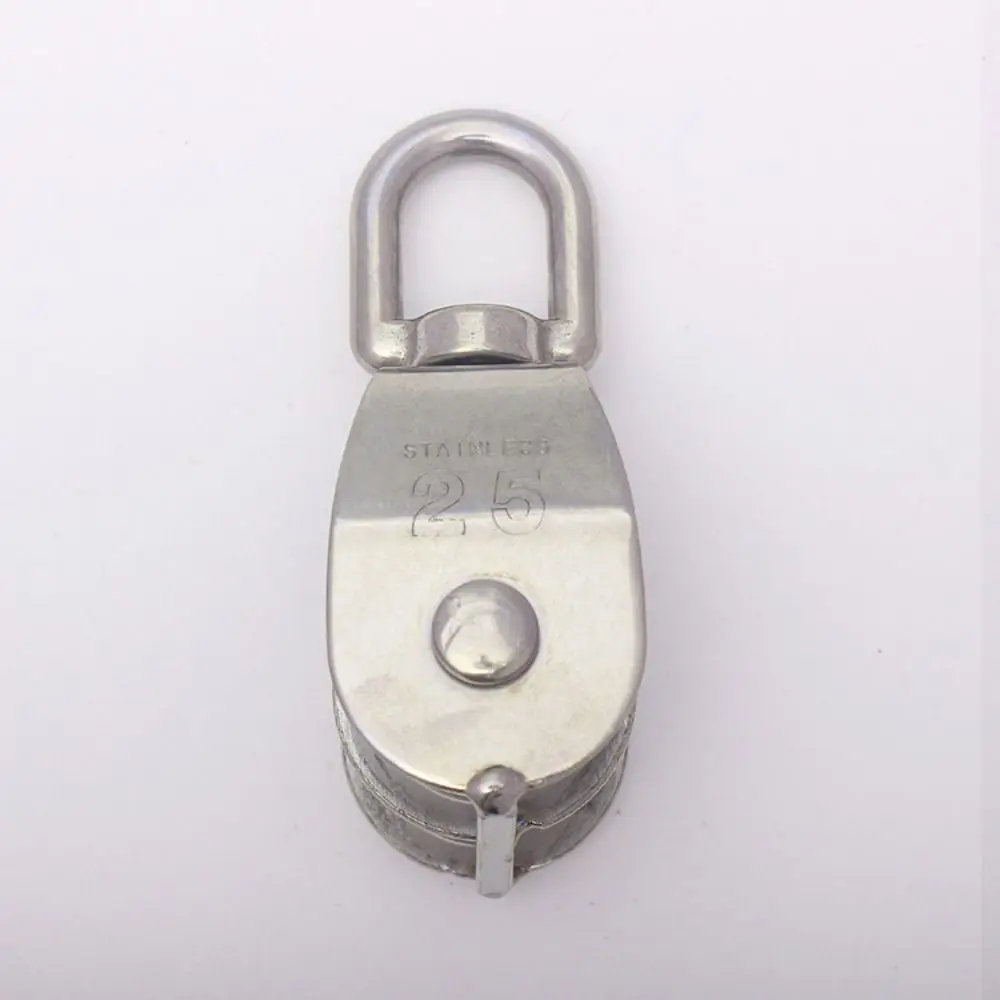 Load-Bearing M15/20/25 Fixed Pulley Swivel 304 Stainless Steel Groove Pulley Single Double Pulley Block Tool Crane