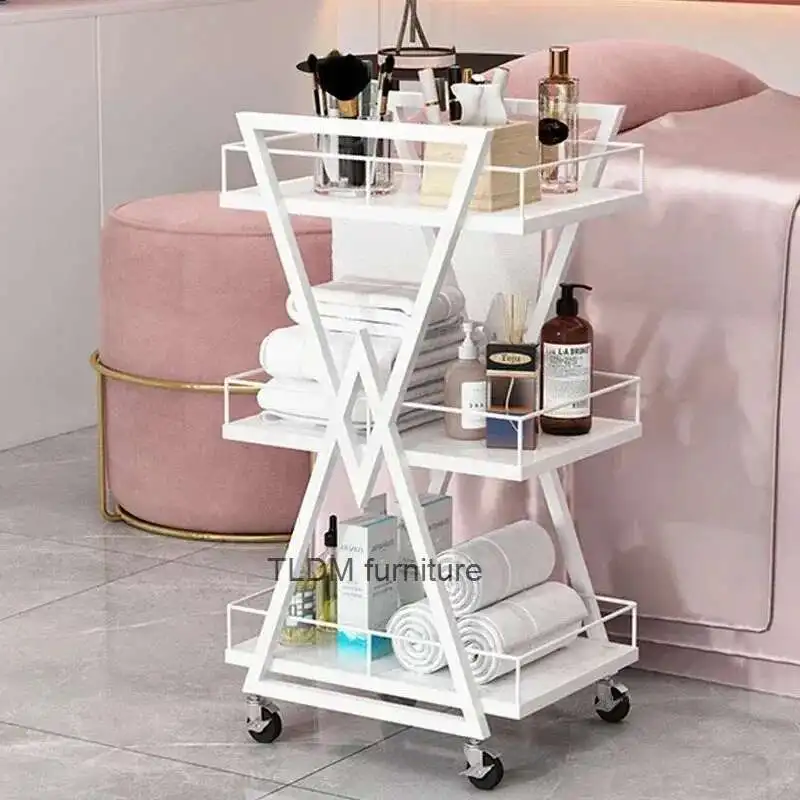

High-end Special Beauty Salon Trolley Salon Furniture Nail Makeup Tool Storage Cart Multi-layer Barber Tool Cart Auxiliary Cart