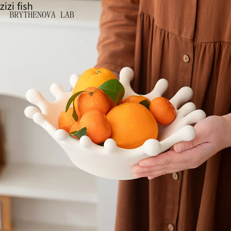 Plateau à fruits en céramique en forme de couronne, plateau créatif pour collations et bonbons, panier de rangement pour fruits secs, vaisselle de table domestique