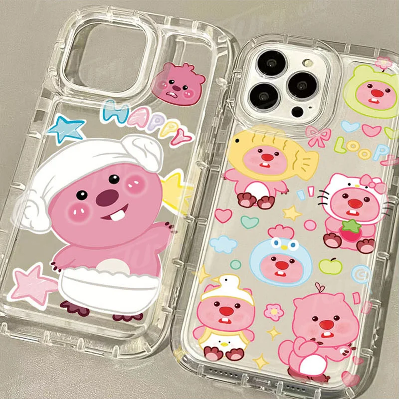 Cartoon L-Loopy Transparent Case for Samsung Galaxy S24 Ultra S23 S22 S21 FE S20 Plus Note 20 10 Pro A34 A54 A33 A53 Back Cover