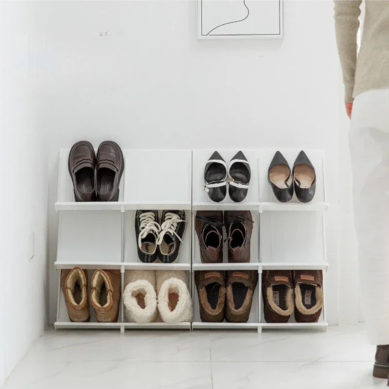 

Moisture-Proof Simple Shoe Shelves - Tilt Design Entrance Rack, Narrow Hallway Organizer, Compact Slipper Storage, Shoe Holder