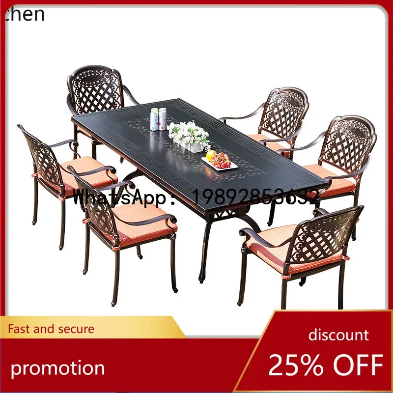 O15-  Courtyard Garden Carved Tabletop Dining Table and Chairs Universal Anti-Corrosion Outdoor Table and Chair Combination