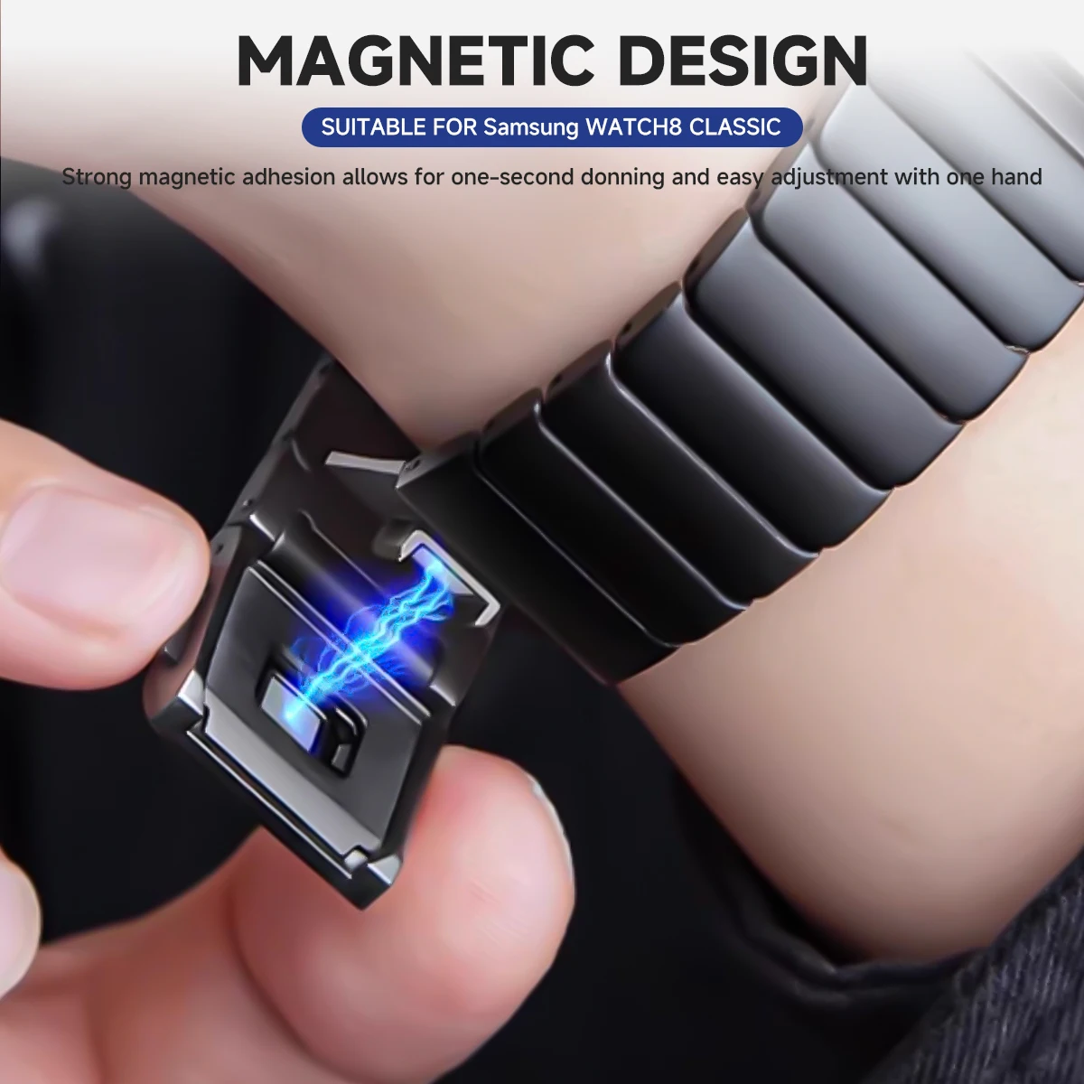حزام تيتانيوم فاخر لساعة سامسونج جالاكسي 8 40 مللي متر 44 مللي متر 8 كلاسيكي 46 مللي متر Ultra 2025 47 مللي متر سوار مغناطيسي من الفولاذ المقاوم للصدأ