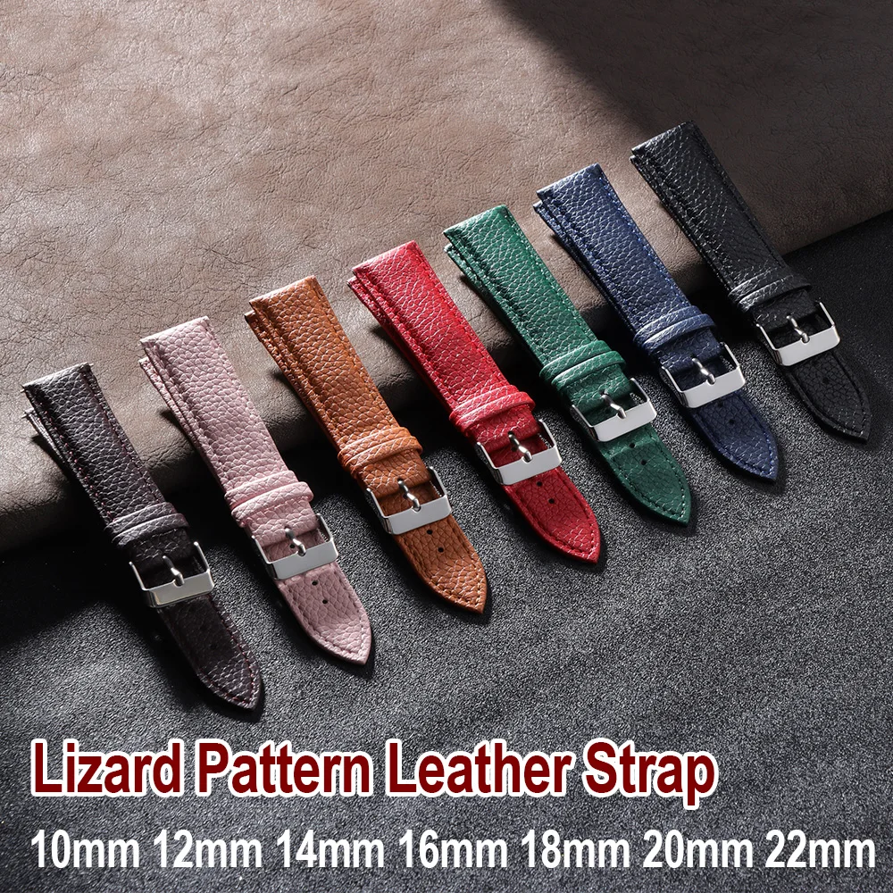 

Lychee Pattern Leather Watch Band 10mm 12mm 14mm 16mm 18mm 20mm 22mm Leather Watch Straps Man Women High-quality Watch Bracelet