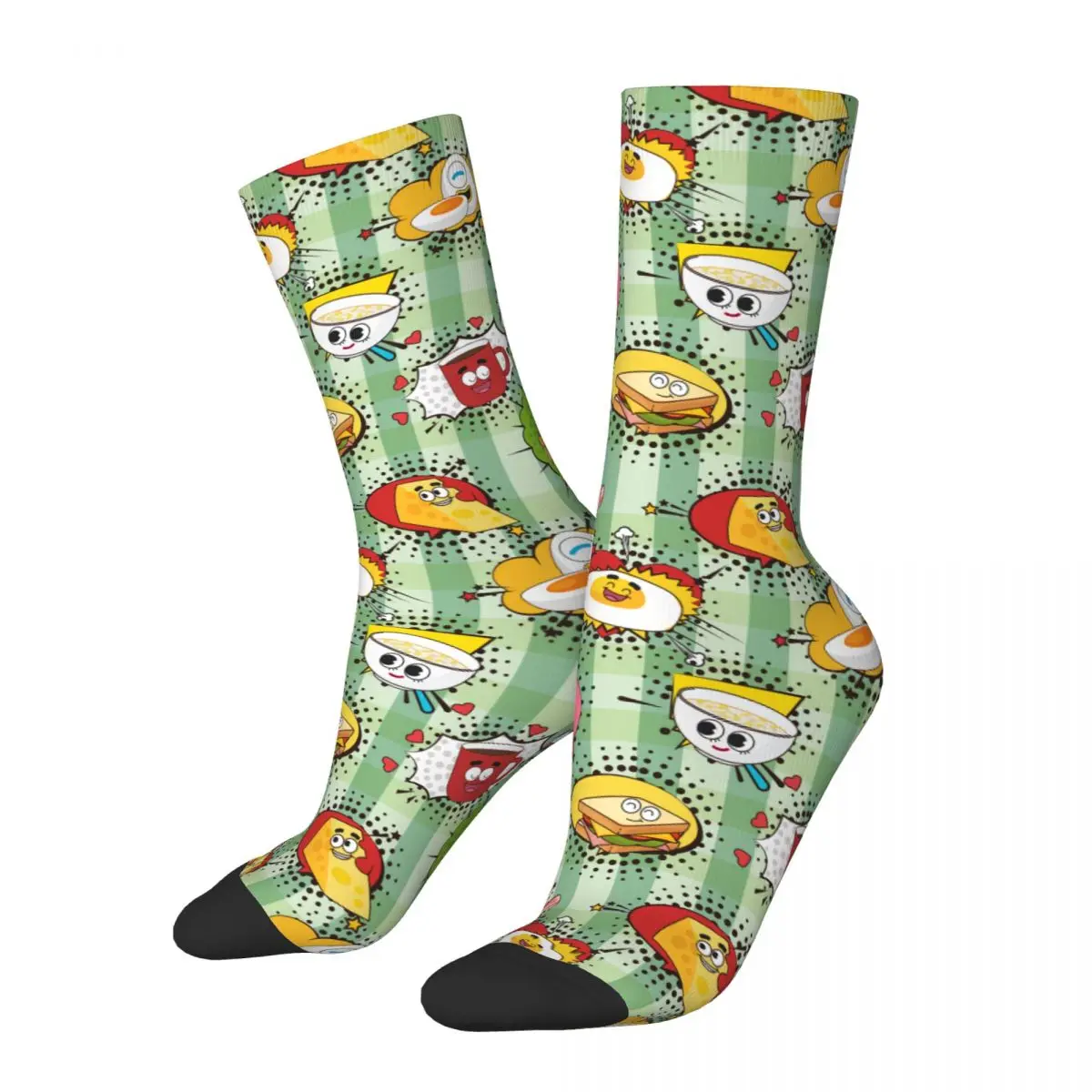 

Trendy Cartoon Elements Collection Breakfast Socks Male Mens Women Spring Stockings Hip Hop