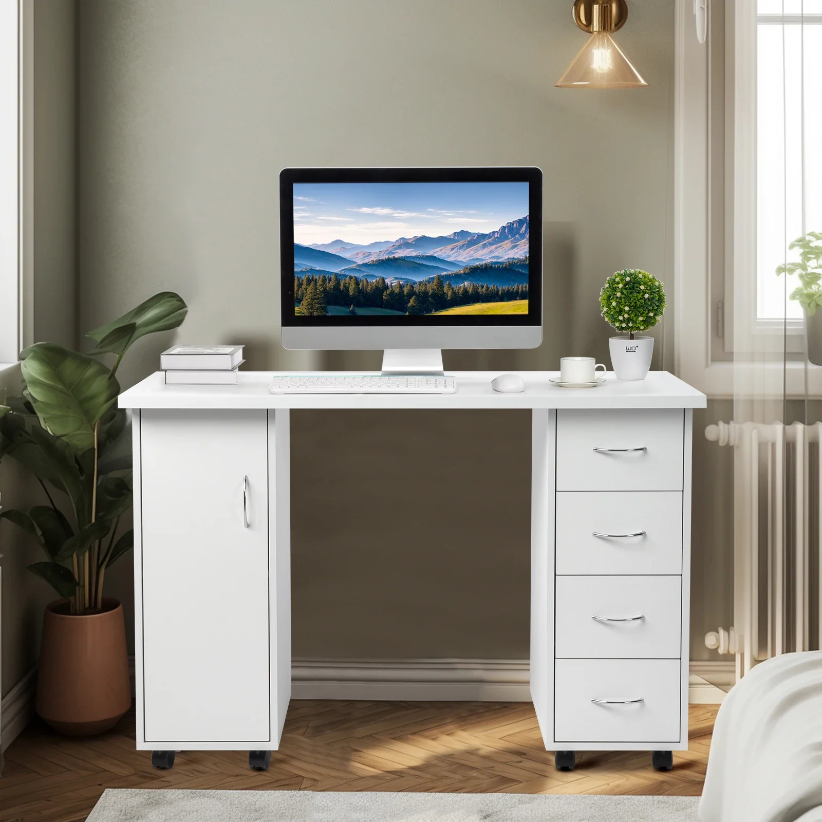 

Double Edged Manicure Nail Table with Drawer White A four drawer computer desk and nail salon table