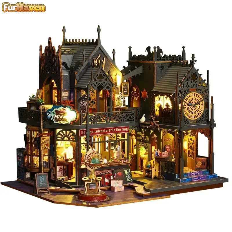 Magic City Casa Doll Houses NEW DIY Wooden Miniature Building Kits Dollhouse With Furniture LED Lights for Girls Birthday Gifts