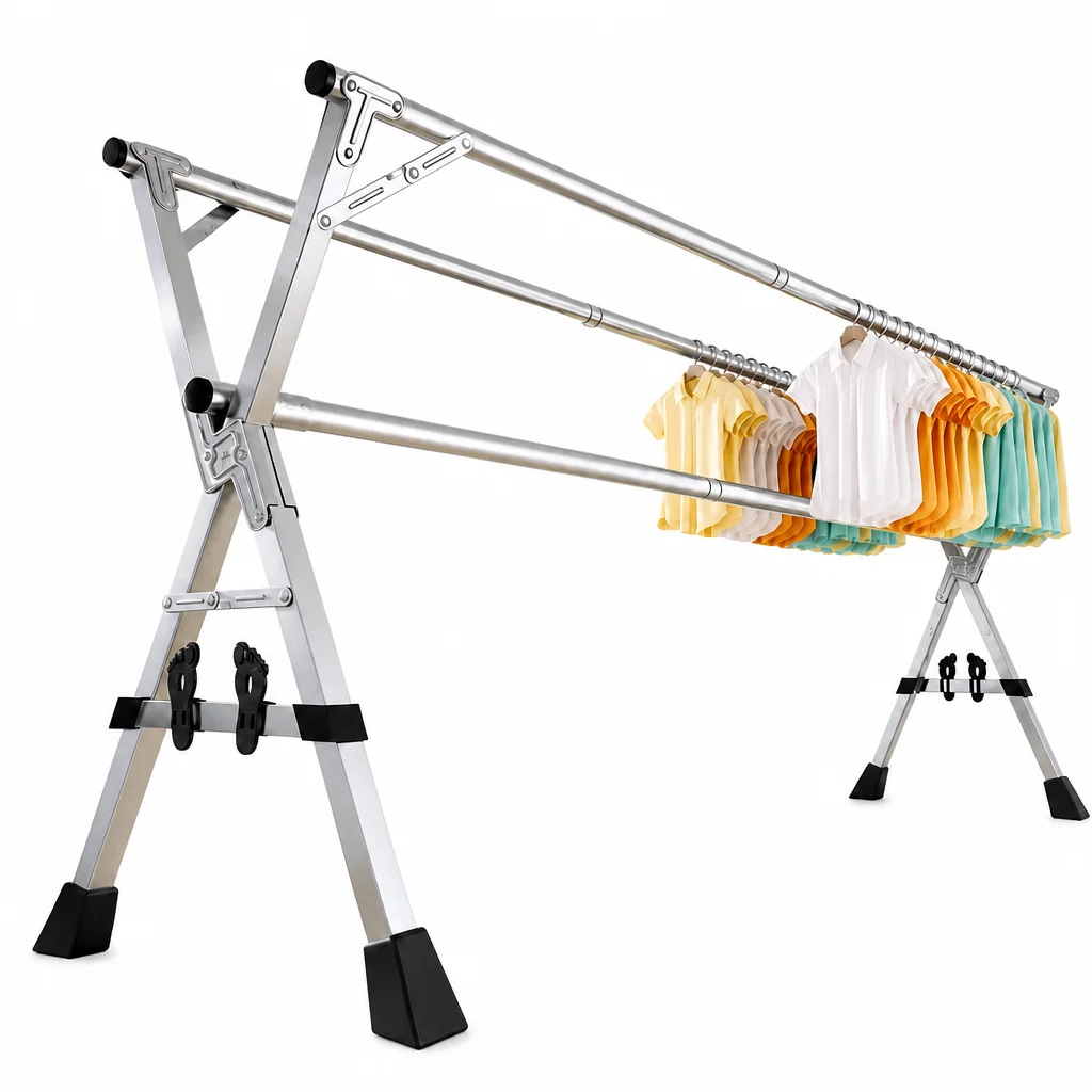 Household Floor Clothes Rack Foldable Telescopic Garment Hanger For Balcony Indoor Outdoor Quilt Dress Storage Stand