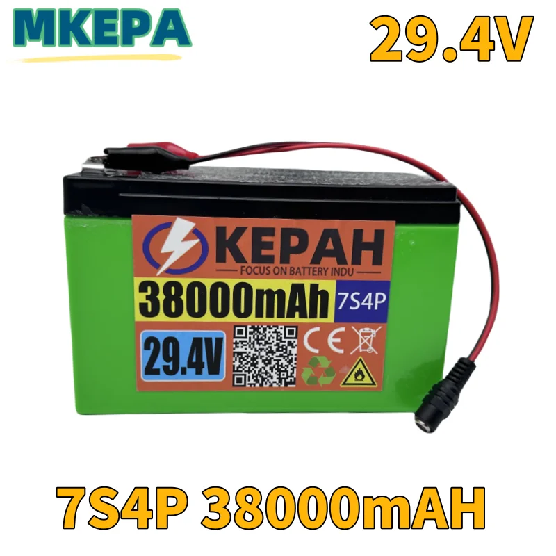 29.4V 7S4P 38000Mah High Power 38ah 18650 Lithium Batterij Met Bms 29.4V Elektrische Fiets Batterij Voor Diverse Gereedschappen