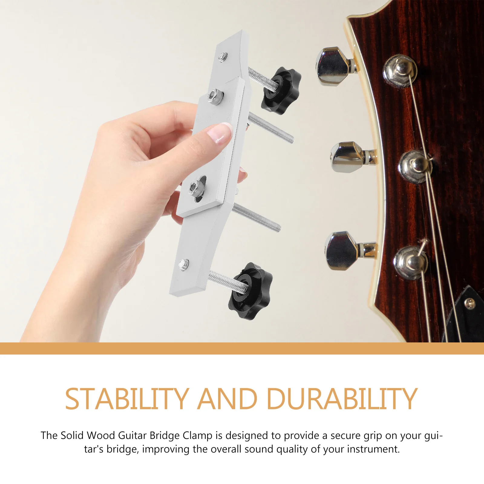 

Solid Wood Guitar Bridge Clamp Durable Stainless Install Repair Tool for Entry Level Acoustic Electric Guitar