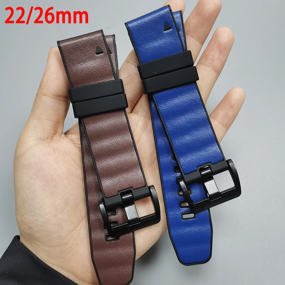 

Ремешок для часов 22 мм 26 мм для Garmin Fenix 8 Pro E 47 мм 51 мм/5 5X 6 6X 7 7X Solar/Epix/Instinct 3 2X, кожаный силиконовый ремешок, браслет