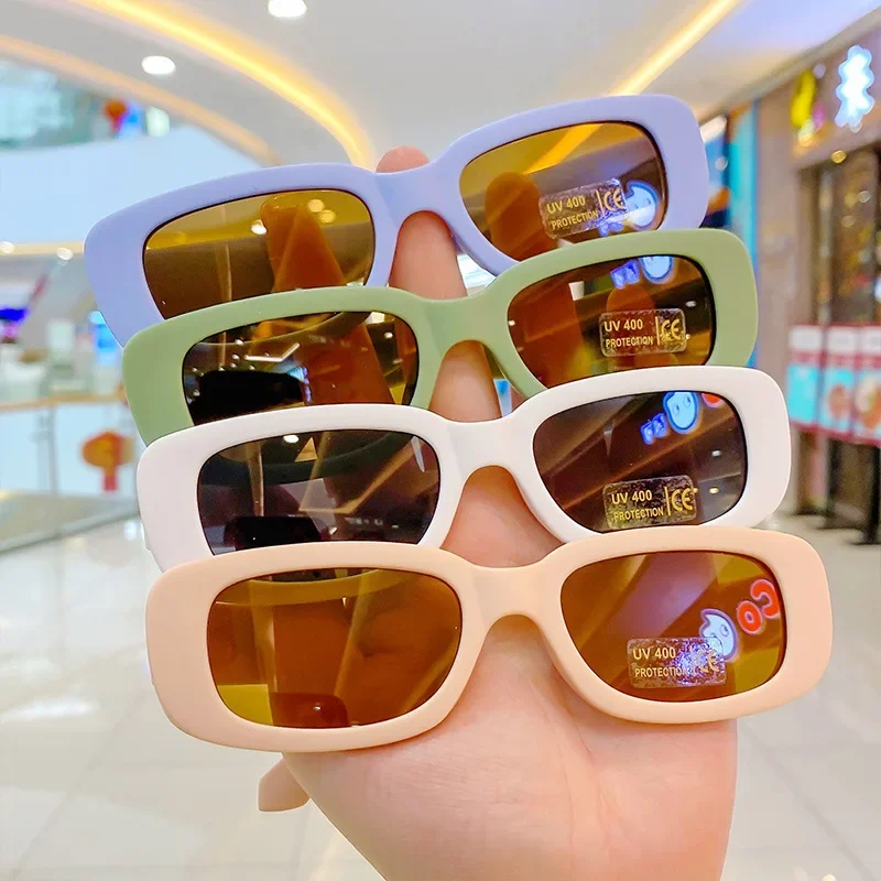 Children Cute Vintage Frosted Rectangle UV400 Sunglasses Outdoor Girls Boys Sweet Sunglasses Protection Classic Kids Sunglasses