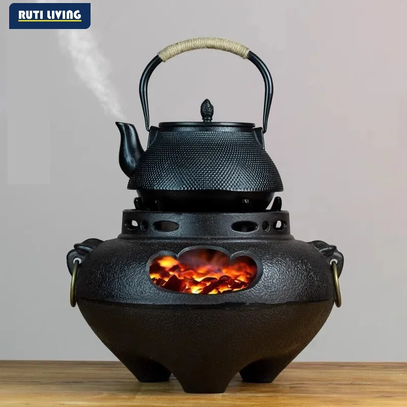 retro-cast-iron-ghost-face-stove-charcoal-bbq-grill-tea-boiling-water-stove-heating-brazier-home-tea-room-decorative-ornaments