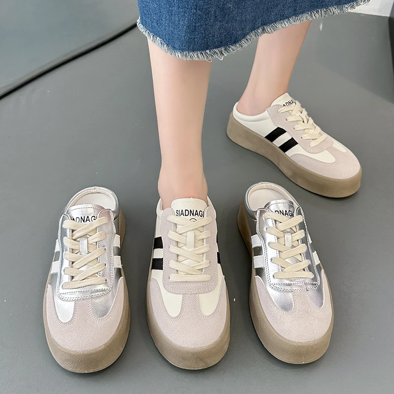 Fashion Women\'s Sneakers Spring Autumn New Casual Comfortable Flat with Lace-up Round Head Shoes for Women Zapatos Mujer