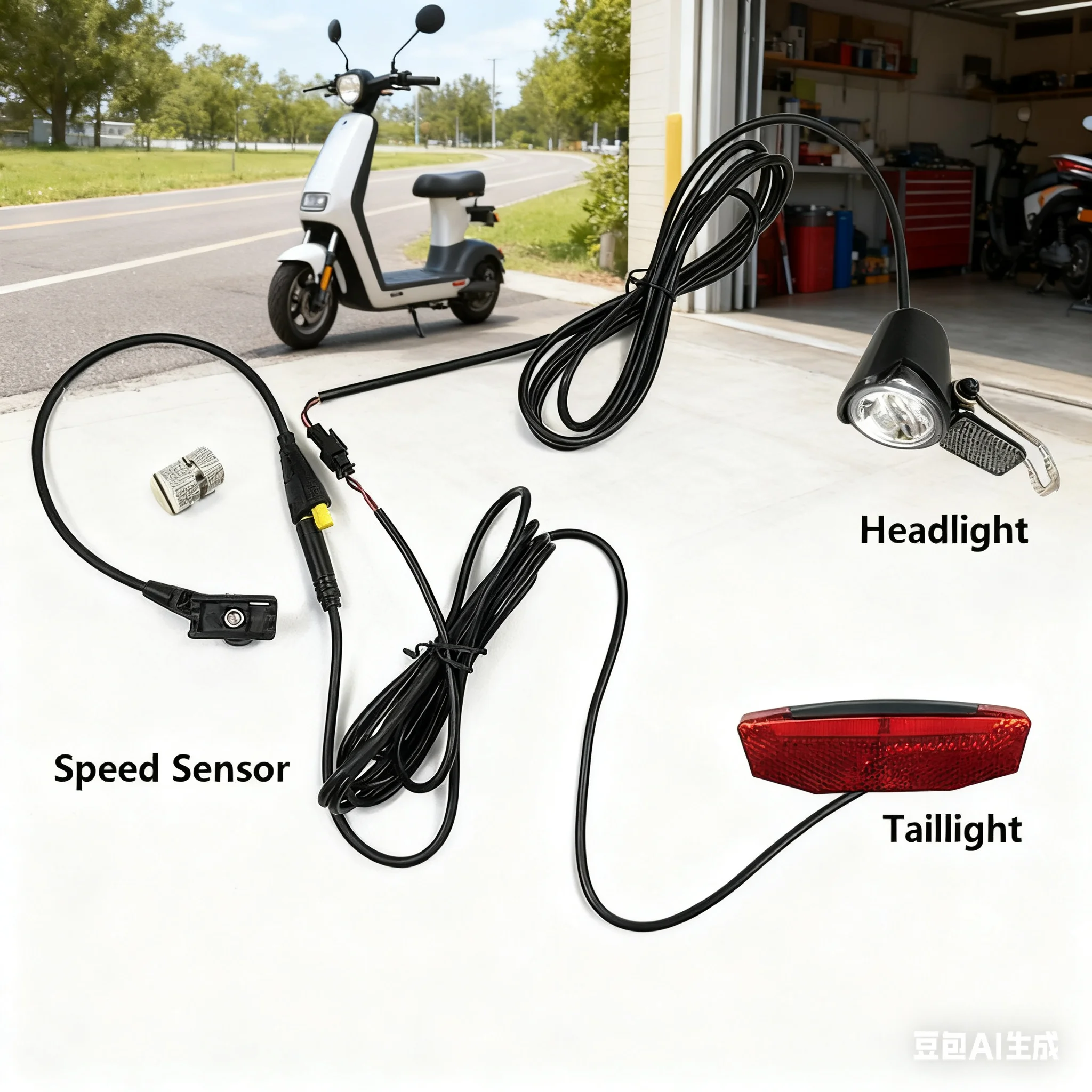 

E-Bike Front Rear Light 6-60V ABS Headlight/Taillight Assembly With Speed Sensor For Tongsheng Tsdz2 Motor Lamp Accessories