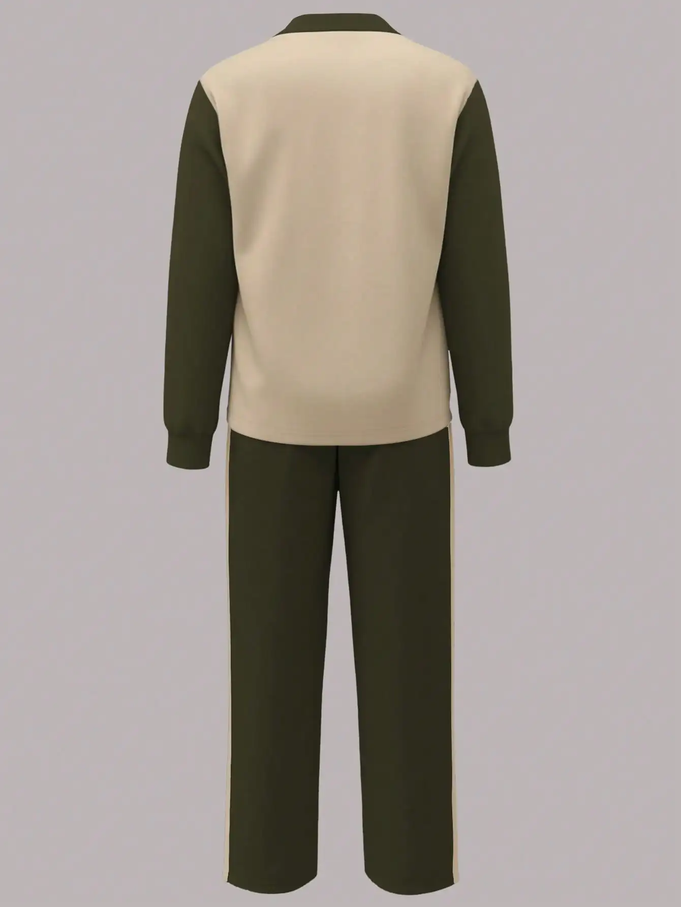 Women's Two-Piece Color-Blocked Sports Set, Long-Sleeve Sweatshirt with Half-Zip Collar Paired with Wide-Leg Pants with Side Stripes, Casual Loungewear Set, Suitable for Multiple Occasions, Including Home, Travel, Daily Outings, Exercise, and Streetwear