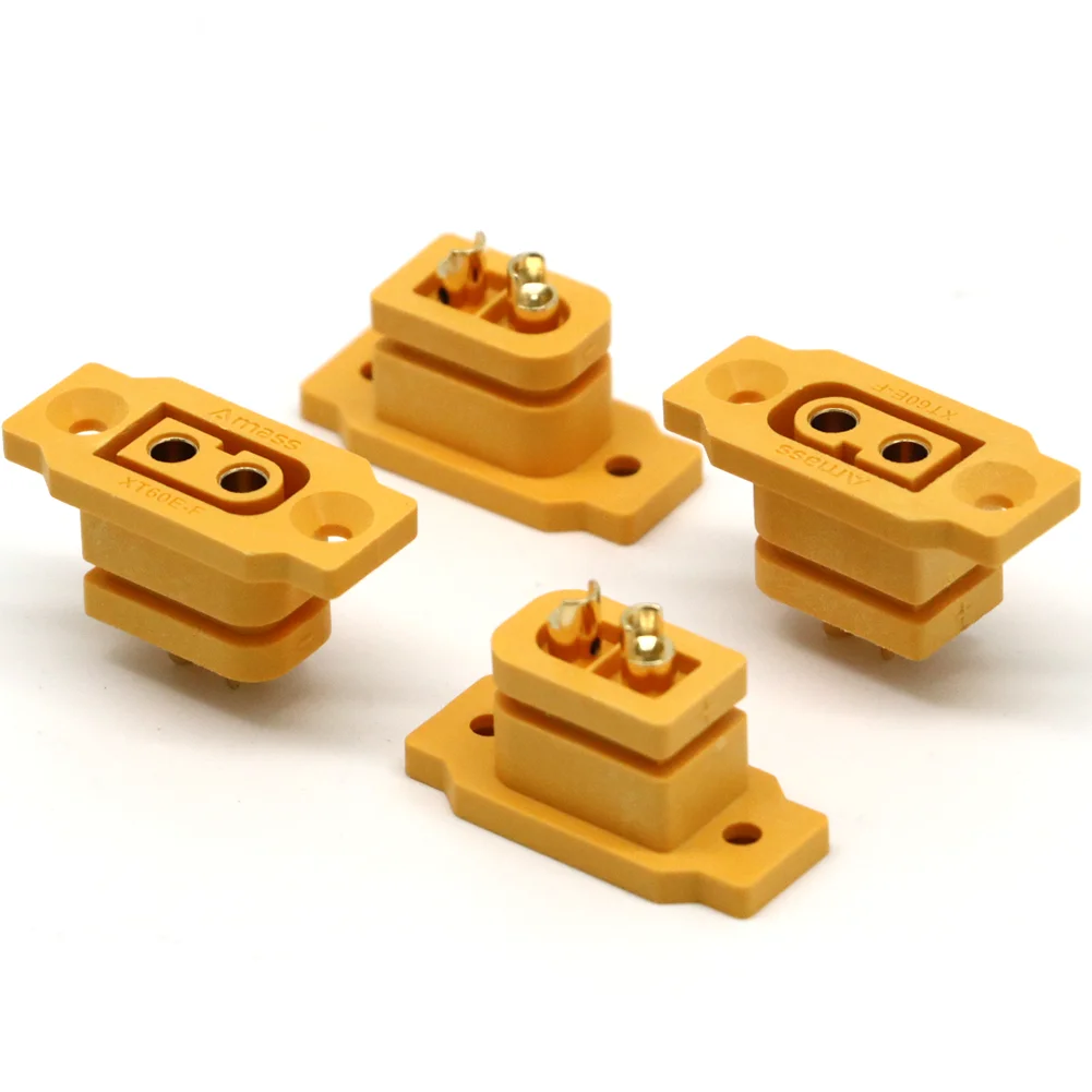 5 Pieces Amass XT60E-F XT60 XT 60 DC500V 30A-60A Female Plug Gold/Brass Ni Plated Connector Power Battery Connecting Adapter