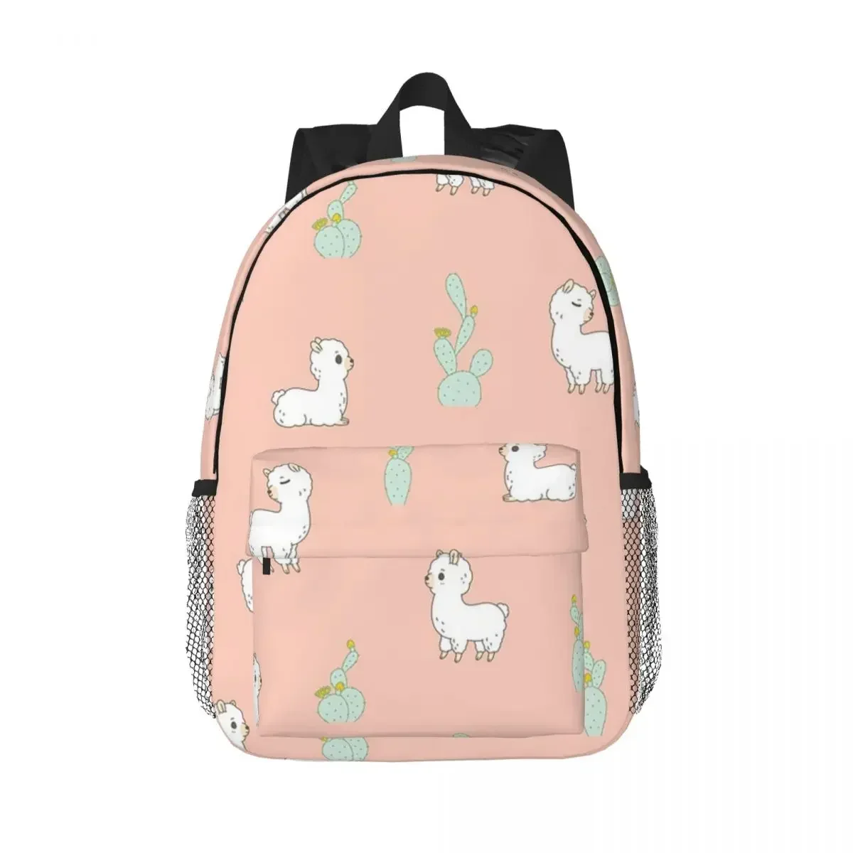 Alpaca And Cactus Pattern In Peach Pink Backpacks Boys Girls Bookbag Casual Children School Bags Travel Rucksack Shoulder Bag