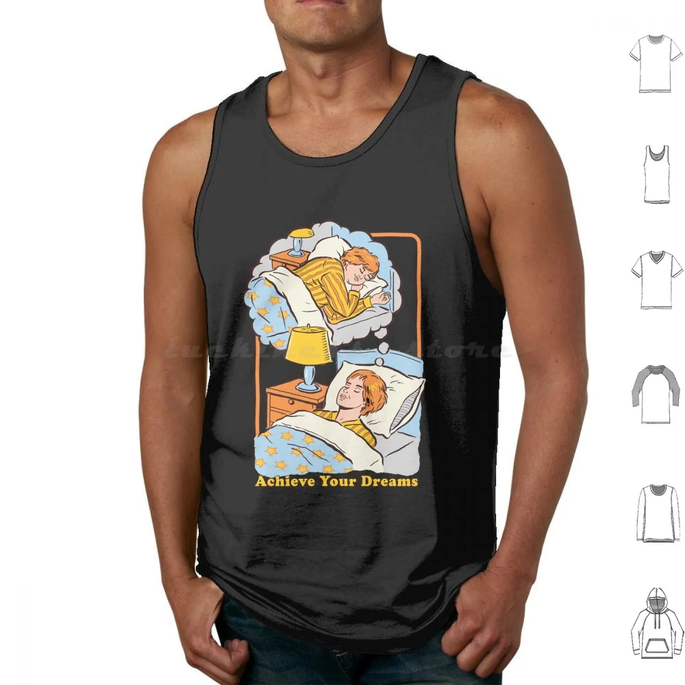 Achieve Your Dreams Classic T-Shirt Tank Tops Print Cotton Joke Nap Vintage Retro Dream Lazy Motivation Funny Sleeping