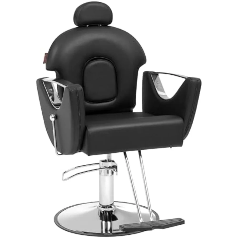 

Hydraulic barber chair with 360 degree rotation 90 ° -130 ° reclining hairstylist, maximum load weight 330 pounds black