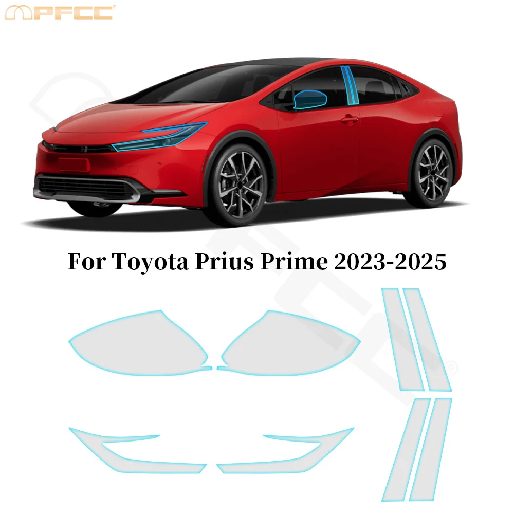 

For Toyota Prius Prime 2023-2025 Headlight Rearview B Pillars TPU Paint Protection Film Anti-Scratch Pre-cut Clear PPF Car Body
