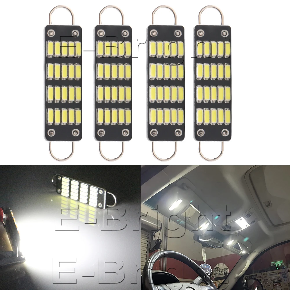 100pcs 44mm 12V 4014 20 SMD LED C5W Festoon Bulbs Car Rigid Loop Door Cargo Luggage Reading Light White Red Ice Blue Green Pink